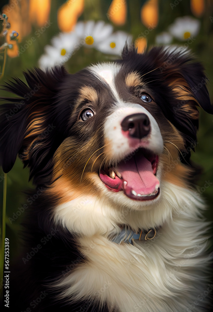 Collie happy puppy, Generative AI
