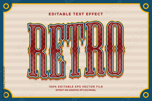decorative retro editable text effect vector