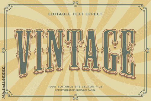 decorative vintage editable text effect vector