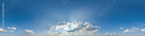 Canvas Print blue sky with clouds as seamless hdri 360 panorama with zenith in spherical equi