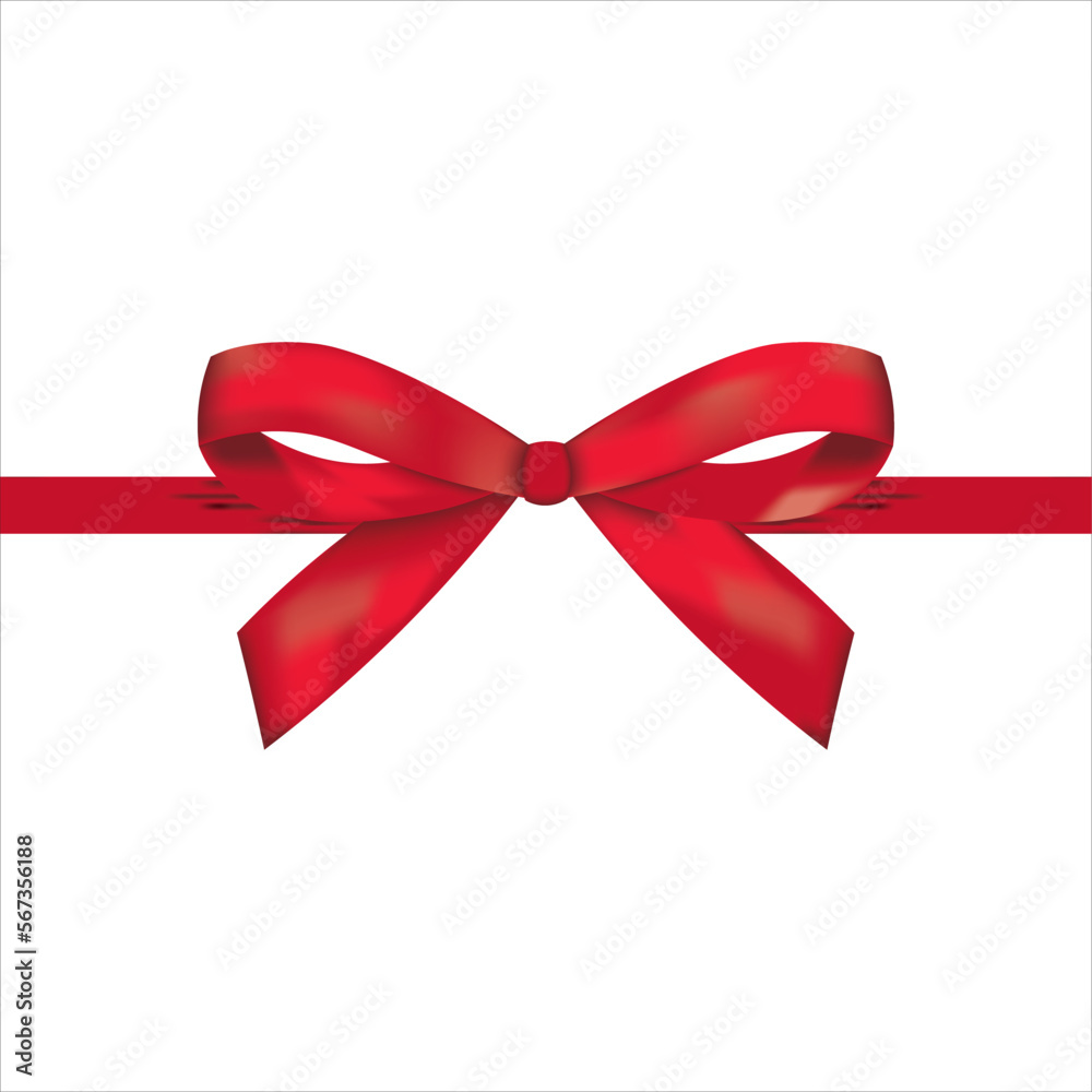 Red bow with ribbon vector, illustration, symbol Red bow with ribbon vector, illustration, symbol