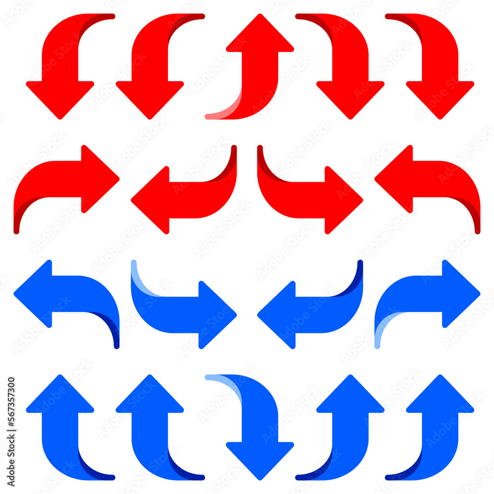 Directional turning Arrow icon set. Up, down, right and left direction Directional turning Arrow icon set. Up, down, right and left direction