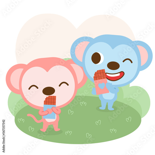 Big isolated hand drawn cartoon vector character design animal couple in love, doodle style Valentine concept flat vector illustration