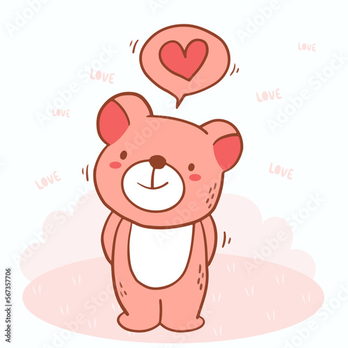 Big isolated hand drawn cartoon vector character design animale in love, doodle style Valentine concept animal flat vector illustration