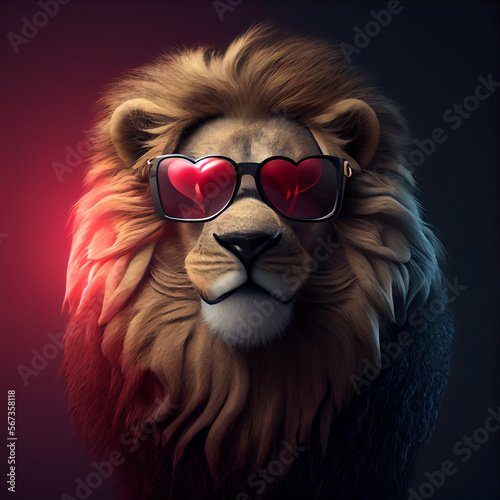 Lion with sunglasses heart shape  © Alex395