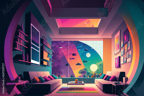 Luxury Room interior design - Digital Art, unique illustration concept | Generative AI	