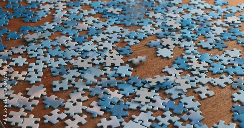 The pieces of the sky jigsaw puzzle are falling on the table The pieces of the sky jigsaw puzzle are falling on the table