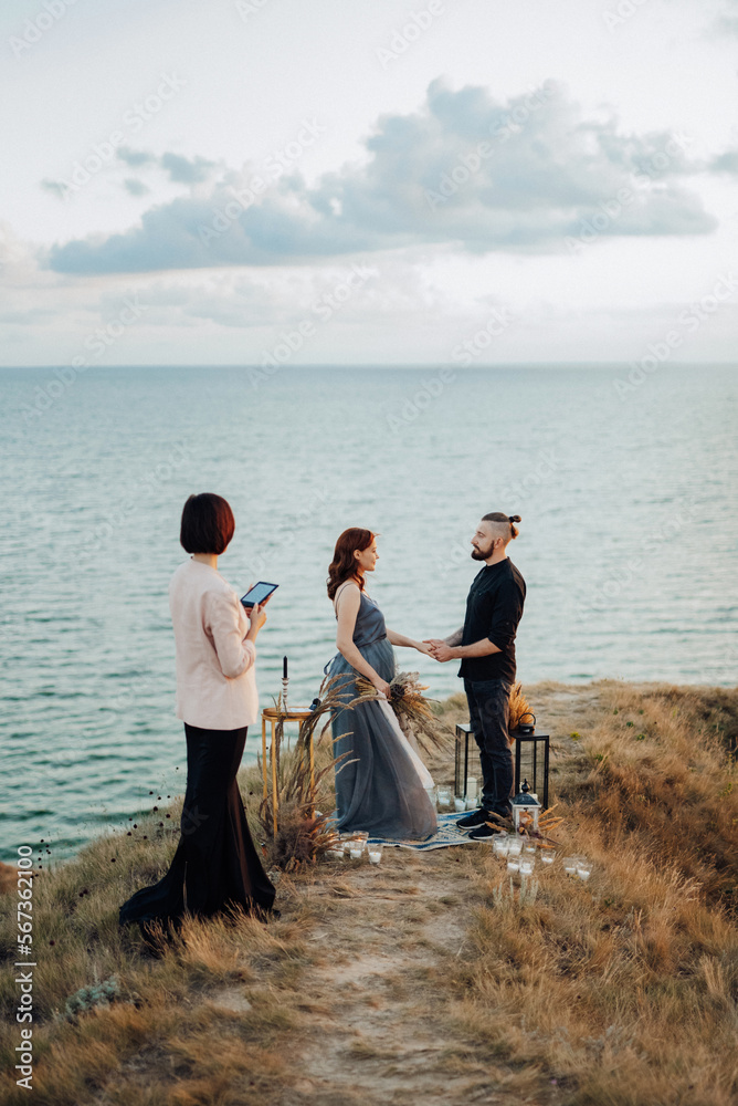 wedding ceremony of a girl and a guy on high hills wedding ceremony of a girl and a guy on high hills