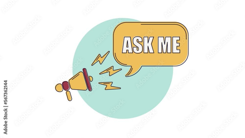 Ask me. Announcement Message With Megaphone On yellow Speech Bubble. Encouragement and Advertising Animation. 4k animation, motion design. Ask me text. Ask me. Announcement Message With Megaphone On yellow Speech Bubble. Encouragement and Advertising Animation. 4k animation, motion design. Ask me text.
