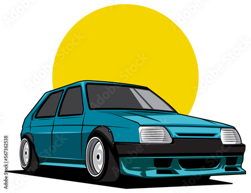 90s car design illustration vector graphic
