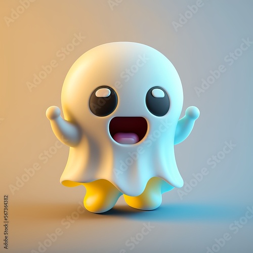 Cute 3D Snapchat Ghost Cartoon Character photo
