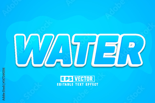 Water 3d editable text effect vector template