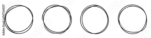 Hand drawning circle line sketch set. Art design round circular scribble doodle - stock vector.