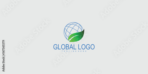 Creative global logo design premium vector
