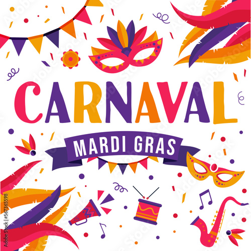 Carnaval  - Illustrations colorées et festives autour de mardi gras
