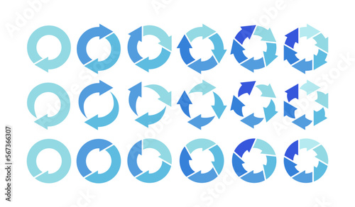 循環・回転・リサイクルのイメージに使える円形矢印・サークル図セット