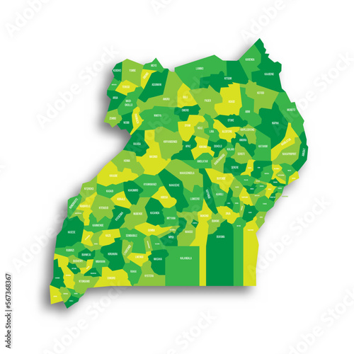 Uganda political map of administrative divisions