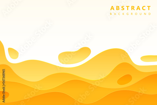 orange gradation realistic wave paper cut abstract background