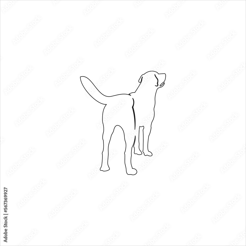 Simple line hand drawn standing dog vector Simple line hand drawn standing dog vector