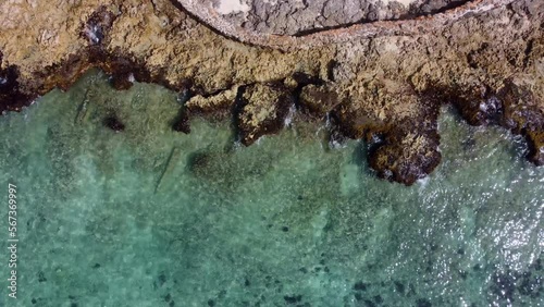 a drone flight over a caribbean island the coast from above dreamlike sea