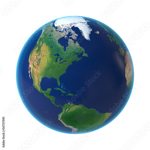 Earth Isolated transparent background 3d rendering 