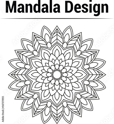 Fototapeta Naklejka Na Ścianę i Meble -  Mehndi mandala,flower shape Mandalar Mandala,Black isolated ethnic mandala design,, vector illustration Mandala,Flowe