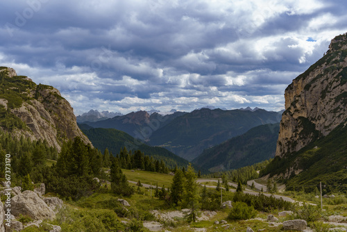 Beautiful view of the mountain peaks of the Dolomites in Italy