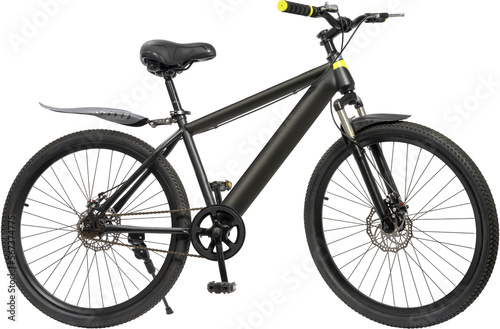 Black Mountain Bike on white, Mountain Bicycle Isolated on White background PNG File. 