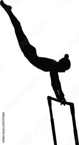 uneven bars exercise woman gymnast in artistic gymnastics