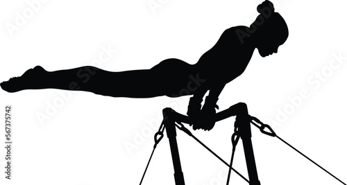 girl gymnast exercise on uneven bars gymnastics black silhouette photo