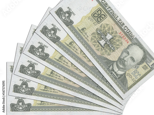 Currency of Cuba. Cuban pesos. Macro view of Cuba paper money. Close-up Cuba money photo
