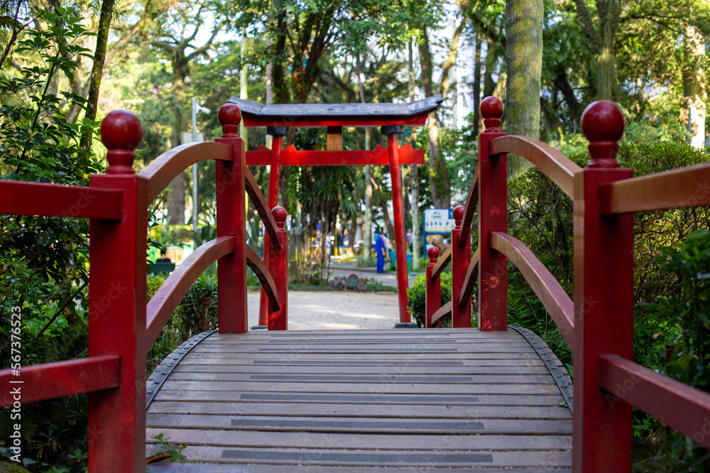 Santos Dumont Park in Sao Jose dos Campos, Brazil. japanese monument