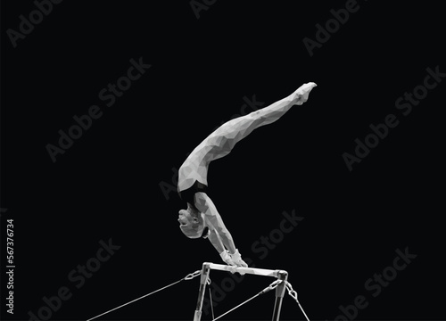 artistic gymnastics women uneven bars low poly design