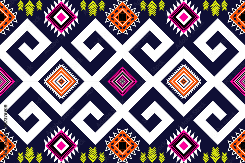 Ethnic Geometric oriental traditional with triangles and elements seamless pattern. designed for background, wallpaper, clothing, wrapping, fabric, Batik, decorating, embroidery , vector illustration Ethnic Geometric oriental traditional with triangles and elements seamless pattern. designed for background, wallpaper, clothing, wrapping, fabric, Batik, decorating, embroidery , vector illustration