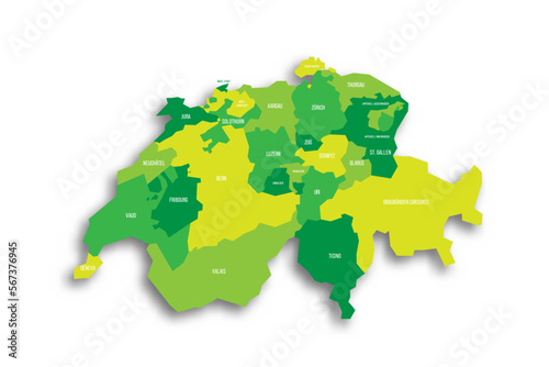 Switzerland political map of administrative divisions