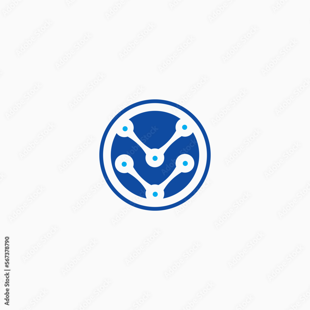 VV Tech letter circle logo vector image VV Tech letter circle logo vector image