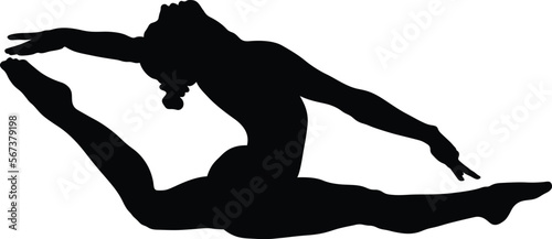 split leap real woman gymnast black silhouette