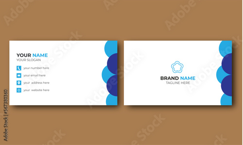 business card template, professional creative nice business card, blue color business card