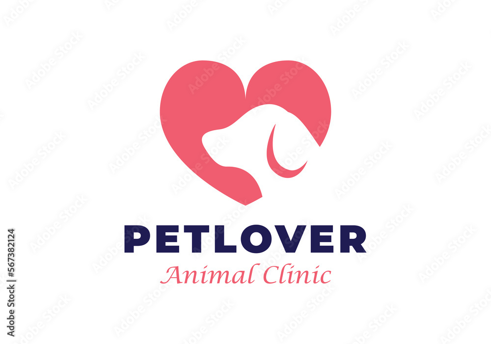 Dog and heart suitable for pet grooming, pet-friendly logo. Dog and heart suitable for pet grooming, pet-friendly logo.