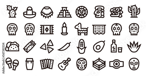Mexico icon set (Sharp bold line verson)
