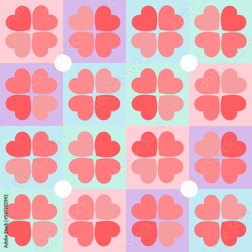 seamless pattern with hearts and ribbons, Pattern collection classics heart background.