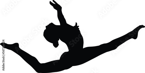 graceful split leap female gymnast in artistic gymnastics photo