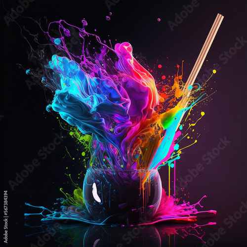  cauldron with colours -  Generative AI photo