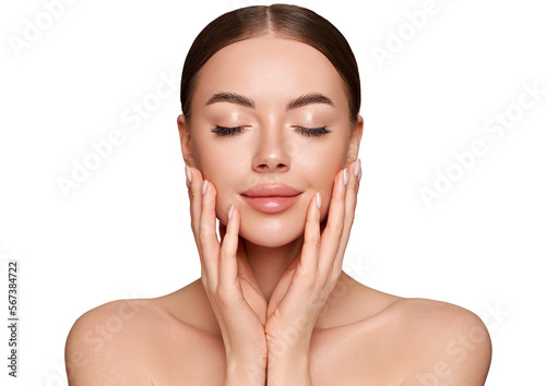 Wallpaper Mural Portrait beautiful young woman with clean fresh skin. Model with healthy skin, close up portrait. Cosmetology, beauty and spa Torontodigital.ca