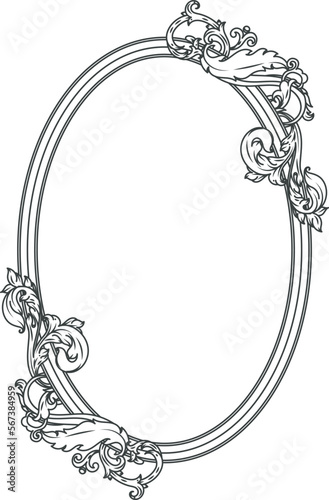 Round filigree frame. Decorative baroque vintage border