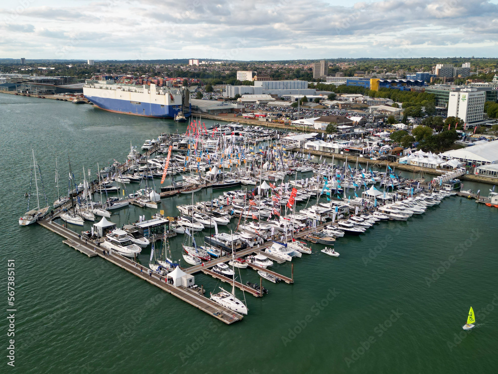 Southampton Boat Show, drone shot of the site. Aerial View, Drone Shot. Mini 3 Pro