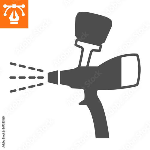 Spray gun solid icon, glyph style icon for web site or mobile app, car service and airbrush , paint sprayer vector icon, simple vector illustration, vector graphics with editable strokes.