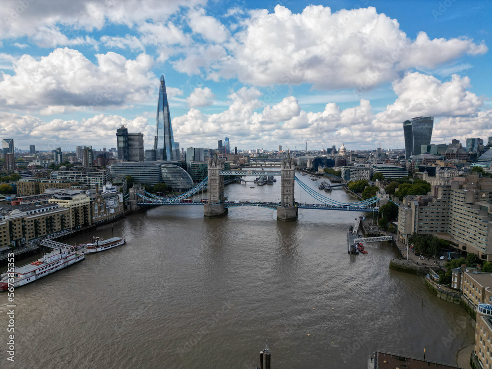 Tower Bridge, City Scape, London, Drone shot, Aerial view, Shot with Mini 3 Pro 