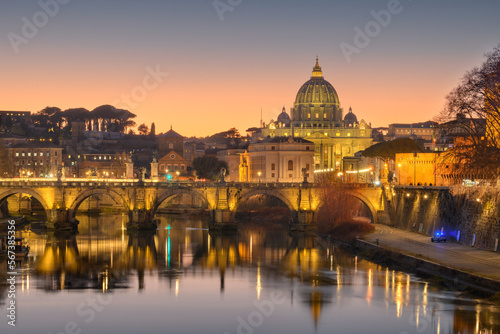 St. Peter's Basilica in Vatican City on the Tiber River through Rome, Italy © SeanPavonePhoto