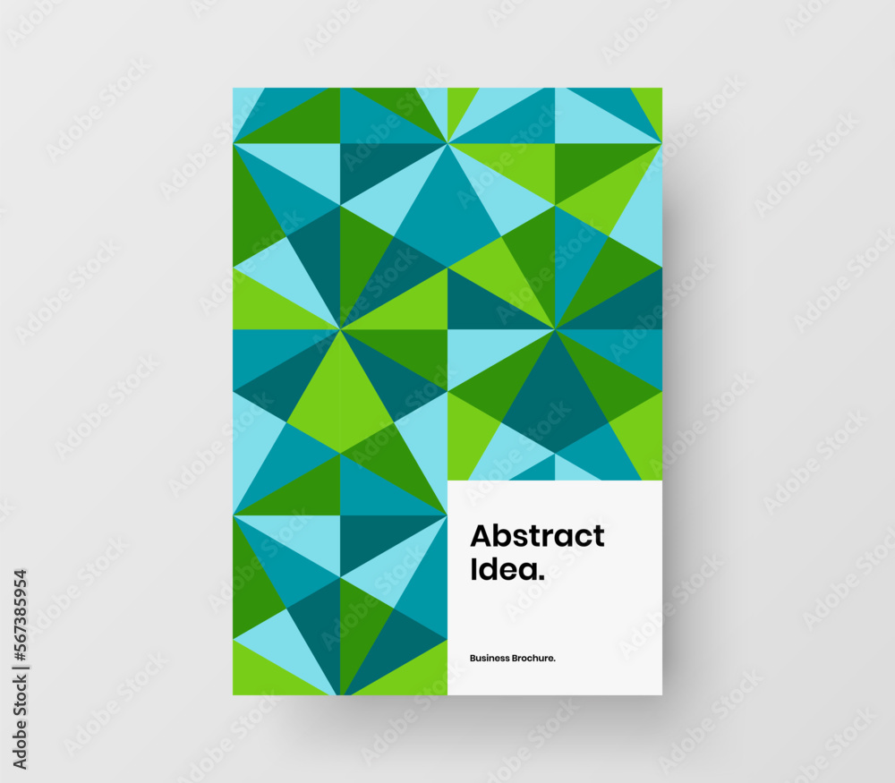 Fresh geometric pattern magazine cover layout. Original corporate brochure A4 vector design illustration.